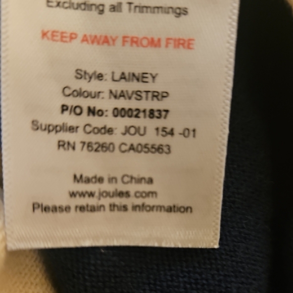 Joules Blue and Cream Striped Sweater with Pink and Yellow Accents - Picture 6 of 6